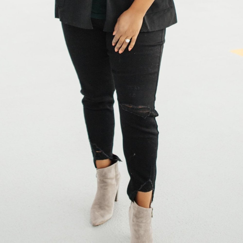 Skinny Distressed Black Jeans